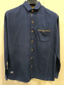 Dark Blue Leaf Prints Shirt From, Paper Crush.
