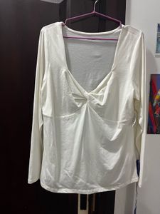 White Tie Up Detail Top