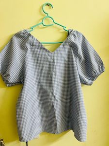 Gingham Button-Up Blouse