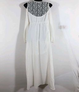 White Cold-Shoulder Maxi Dress