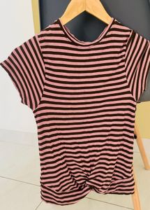 Striped Twist-Front Top