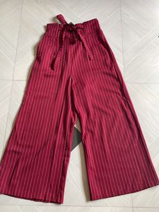 Red Checked Palazzo With Belt