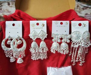 Silver Tone Fashion Earrings (Set Of 4)