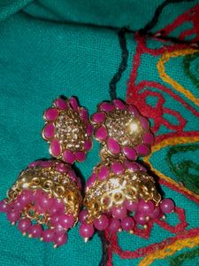 Pink Jhumka Earrings