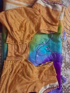 Rainbow Tie-Dye Saree with stitched blouse