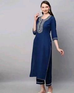 Navy Embroidered Kurta Set