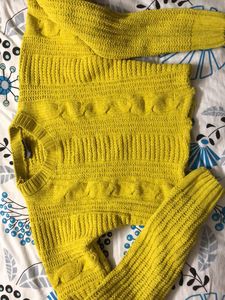 Yellow Colour Soft Cropped Sweater