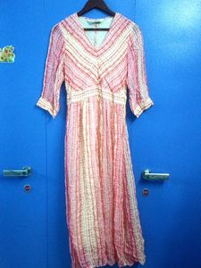 Ritu Kumar Geometric Pattern Peach Long Gown