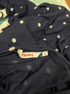 Chic Navy Blue Polka Dot Top with Bell Sleeves