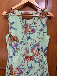 Mint Dress With Birds &amp; Butterflies