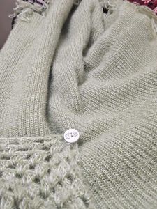 Sage Green Knit Poncho with Fringe