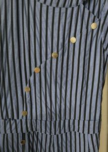 Blue Stripped Jumpsuit With Leg Cutout