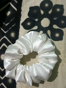 White Satin Scrunchie