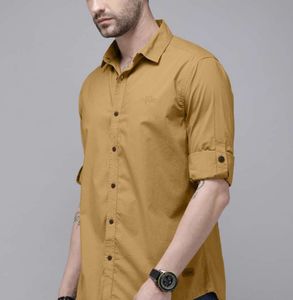 Roadster Musturd Solid Opaque Casual Shirt