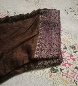 Brown Embroidered Saree With Designer Blouse