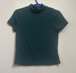 Shein Green Ribbed Crop Top