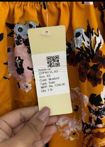 Berrylush Mustard Floral Bardot Top | SIZE XS
