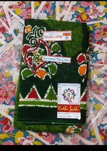 Kolkata Battick Green Cotton Saree