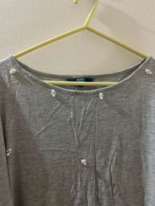 Gray Embellished Top