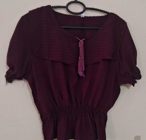 Chic Maroon Tassel Top