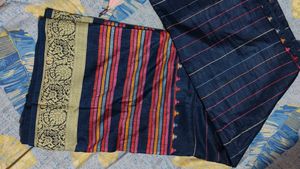 Handwoven Navy Blue Cotton Saree