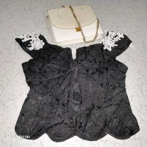 Elegant Black Lace Off-Shoulder Top