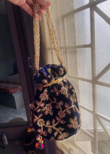 Velvet Potli With Hand Work