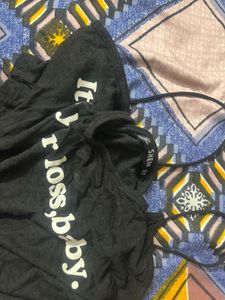 Black &#39;Its Your Loss, Baby&#39; Crop Top