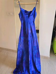 ZARA Long Printed Fishtail Satin Dress