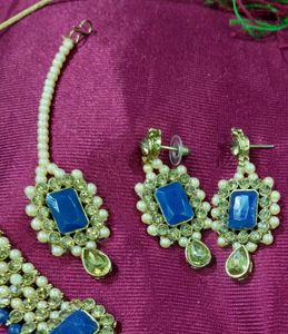 Neavy Blue Nacklace With Maangtika🥰