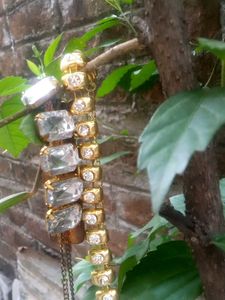 Rhinestone and Gold Neckpiece
