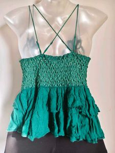 Green Lace Halter Top for Size Extra Small/ Small