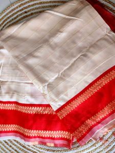 New Red &amp; White Silk Saree