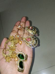 Elegant Pink &amp; Gold Drop Earrings