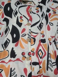 Abstract Print Button-Down Top