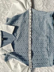 Shein Stylish Blue Knit Sweater Vest