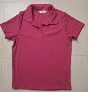 Pink polo T-shirt[Size~S]💗