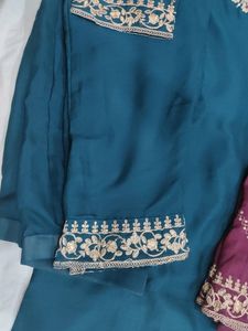 3 Pcs Suit Chinon Fabric Wid Cotton Lining