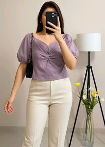 Lavender Korean Puff Sleeve Top