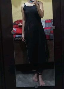 Sleek Black Slip Kurta Set