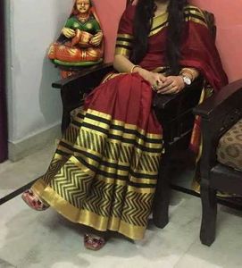 Handloom Silk Red Saree With Good Border