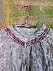 Striped Embroidered Top