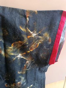 Black Printed Kurta with front pocket