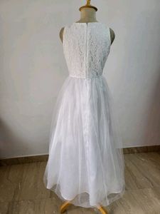 White Lace &amp; Tulle Maxi Dress