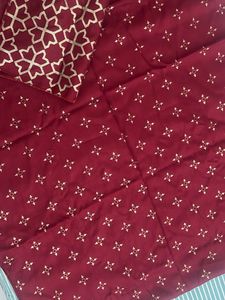 Maroon stole with Golden Print