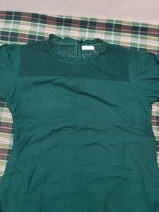 Elegant Green Top with Lace Detail