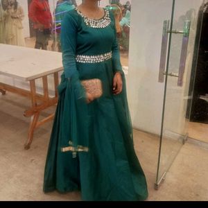 Elegant Emerald Green Embellished Gown