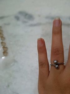 Silver Tone Ball Ring Adjustable