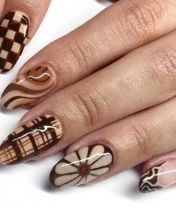 Brown Pattern Press-On Nails