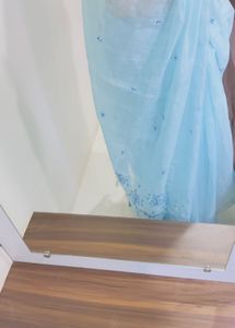 Light Blue Saree Without Blouse